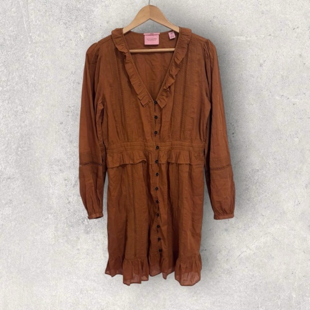 Scotch & soda lace insert organic cotton dress in brown